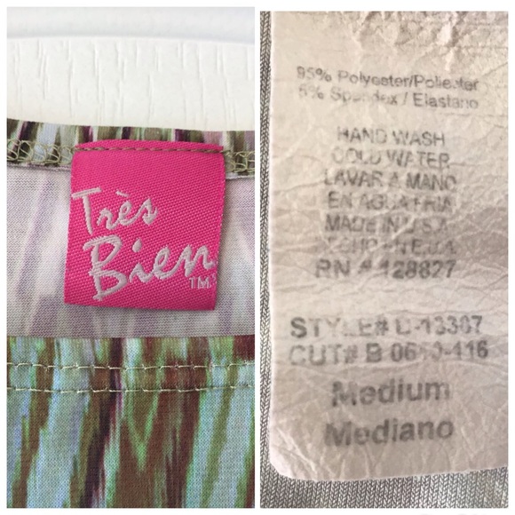 Tres Bien Brown and Teal Empire Waist Top, Medium - Picture 16 of 16